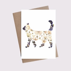 Siamese Cat Greeting Card, Original Design Made with Pressed Flowers, Cat Lover Gift, Blank 5x7 Card with Kraft Envelope