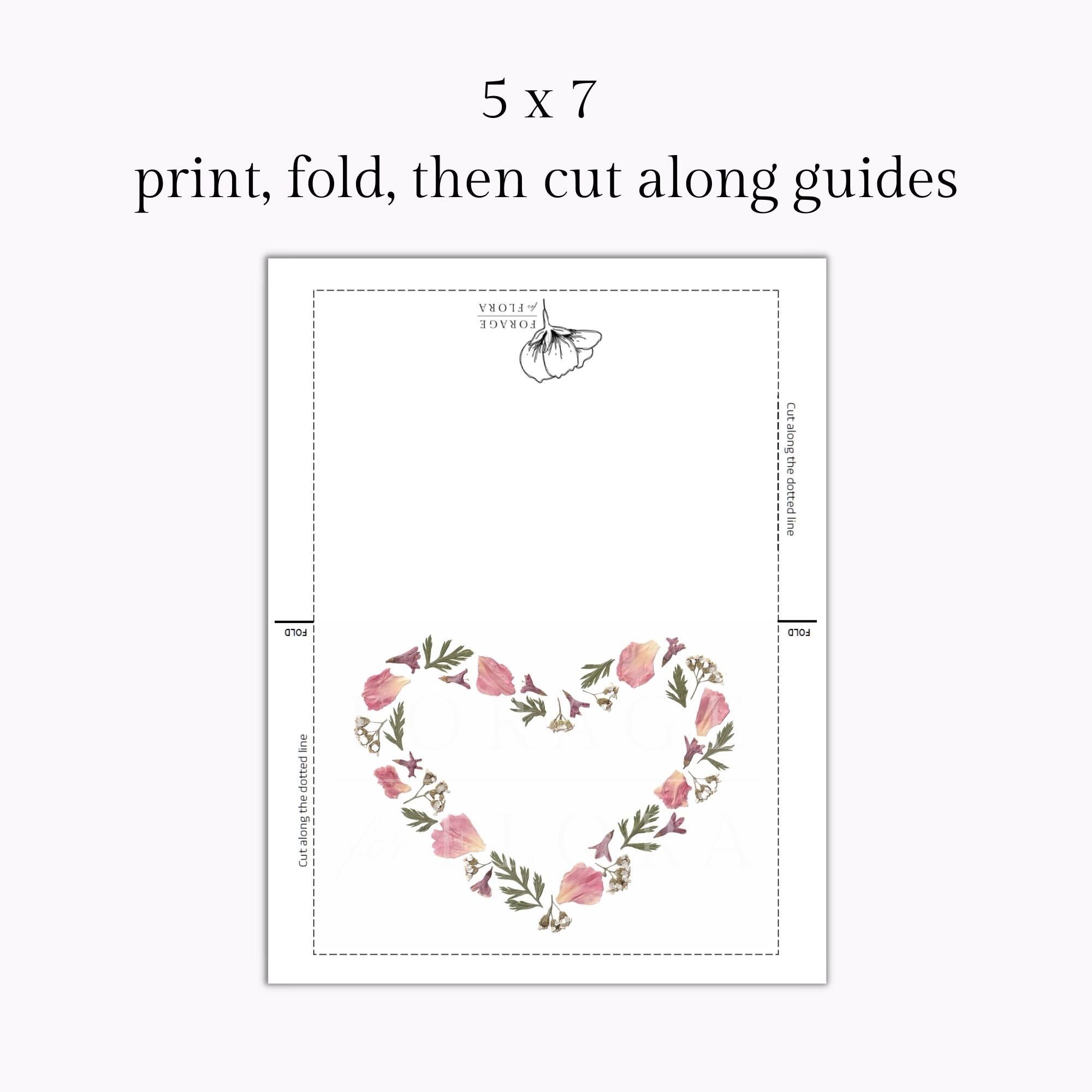 PRINTABLE Valentine's Day Card, Floral Heart Blank Card, Handmade ...