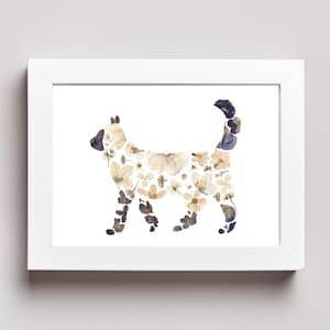 PRINTABLE Siamese Cat Wall Art Made with Pressed Flowers, Pressed Flower Art 8x10 or 5x7 Pet Portrait on Matte Photo Paper