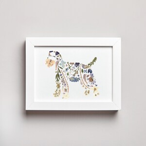 PRINTABLE Schnauzer Dog Wall Art Made with Pressed Flowers, Digital Download