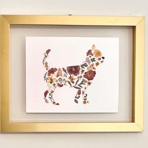 Chihuahua Wall Art Print Originally Made with Pressed Flowers, Dog Pressed Flower Art 8x10 or 5x7 Pet Portrait on Matte Photo Paper