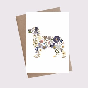 Carte de berger australien, motif fleurs pressées, cadeau de sympathie pour animal de compagnie, carte vierge 5 x 7 avec enveloppe kraft