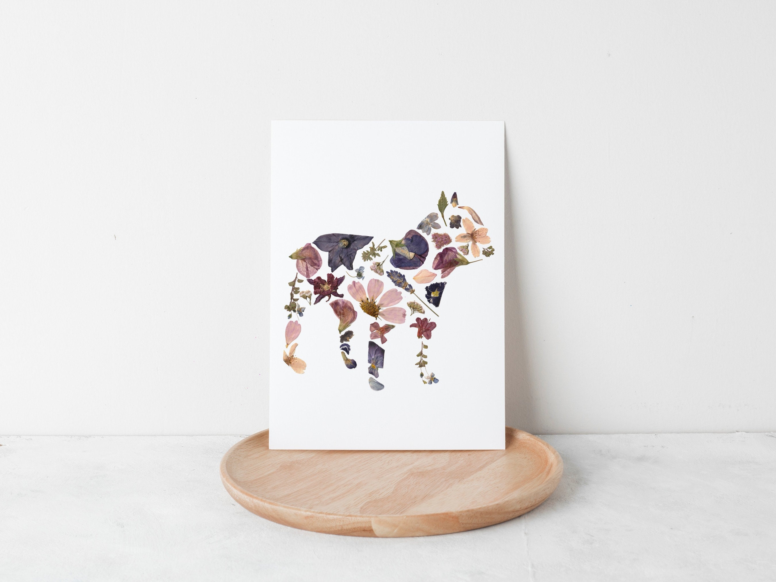 PRINTABLE French Bulldog Card Made With Pressed Flowers - Etsy