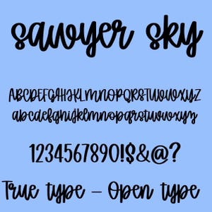 Sawyer Skye kursivt typsnitt, manustypsnitt