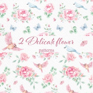 Watercolor Peonies, Wallpaper, Peony flowers, Romantic, Spring floral decor, Seamless Pattern, Wedding,Digital PNG, Blush Peony,Scrapbooking