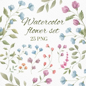 Floral romântico, clipart aquarela, flor aquarela PNG, flor de casamento, flor da primavera, flor da primavera, buquê de aquarela, clipart digital