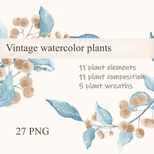 Wintermotive, Blumenkranz, Aquarell Blumenkomposition. Winterliche Kompositionen. Vintage Aquarell. Clip Art, Dekor, Postkarten.