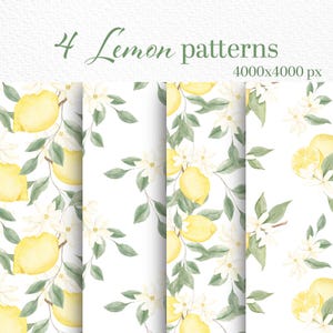 Aquarell Zitrone Muster, Sommer Clipart, Zitrone Png, Zitronen Blumen, Blumen Clipart, Zitrus Muster, Aquarell Laub, Obst, Gelb, Papier