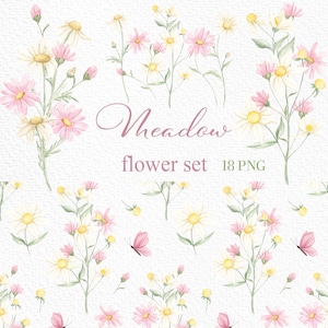 Blooms Clipart, Wildflowers Elements, Tiny Flowers, Botanical, Garden, Wedding Invite, Meadow bouquets, Wildflowers, Baby Shower, Pattern