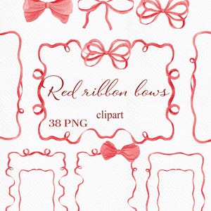 Marco de lazo de acuarela: lazo rojo PNG (descarga digital)