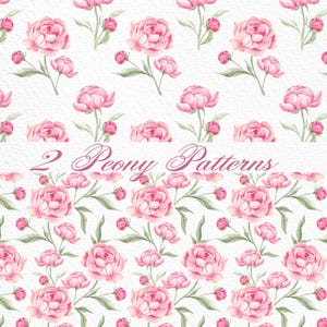 Aquarell Pfingstrosen, Tapete, Pfingstrosen, Romantisch, Frühlingsblumendekor, Nahtloses Muster, Hochzeit, digitale PNG, Blush Peony, Scrapbooking
