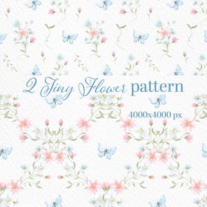 Watercolor Wildflowers pattern, Tiny Flowers, Botanical, Garden, Wedding Invite, Meadow bouquets, Baby Shower,  Meadow pattern, Butterflies