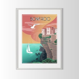 affiche Corse, poster Bonifacio, poster Corse, affiche Bonifacio, affiche région de France