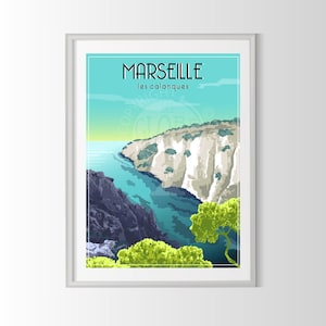 affiche Marseille, les calanques, poster ville de france, poster Marseille, affiche ville de france