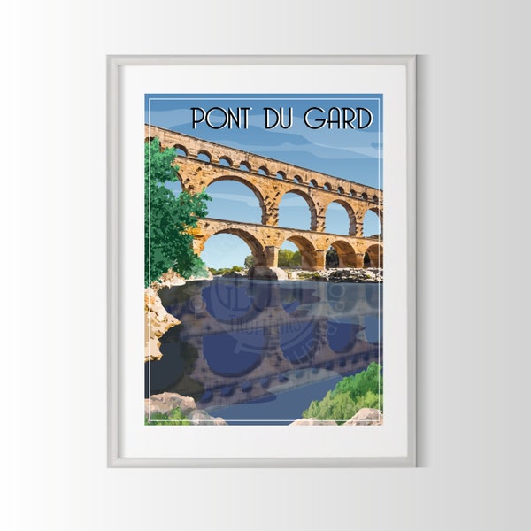 affiche pont du Gard, affiche Gard, poster pont du Gard, poster Nimes, affiche ville de france, affiche Nimes