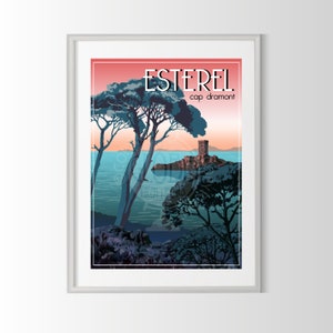 Esterel poster, Esterel poster, city of France poster, Esterel souvenir, Cap Dramont, Tour d'Or, decorative poster