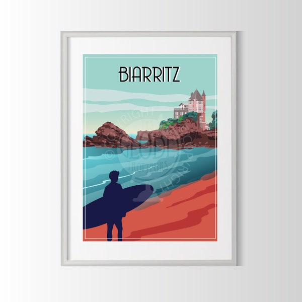 affiche Biarritz, poster Biarritz, affiche ville de france, travel poster france