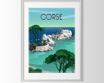 Corsica poster, Corsica poster, Corsica souvenir, Corsica gift, France region poster