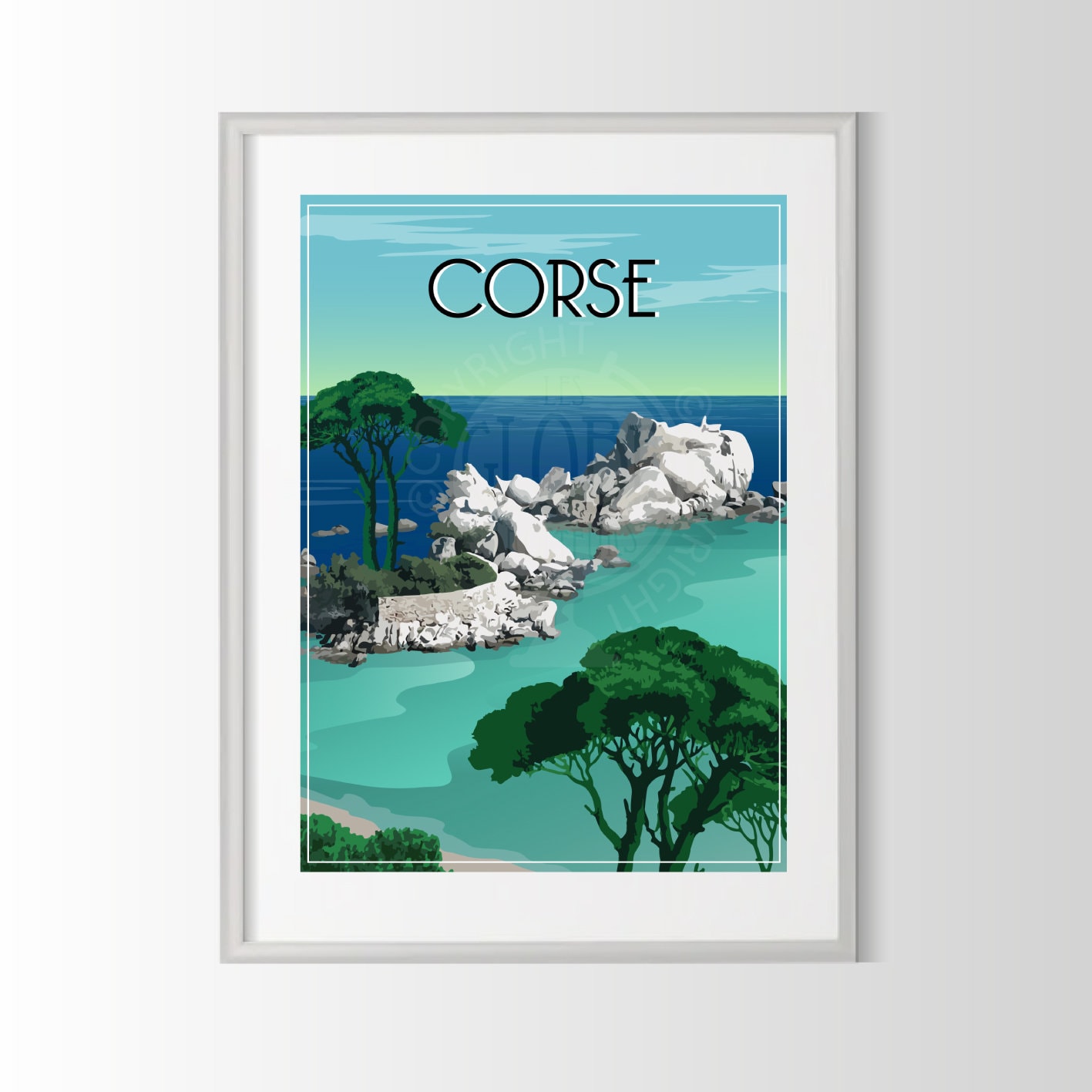 Affiche Corse , Poster Corse, Souvenir Cadeau Affiche Région de France