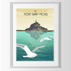 Cartaz do Monte Saint-Michel, cartaz da Bretanha, cartaz do Monte Saint-Michel, cartaz da Normandia, cartaz da cidade francesa
