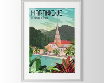 Martinique poster, Martinique poster, Martinique souvenir, Anses d&#39;Arlet poster, France region poster, Antilles poster