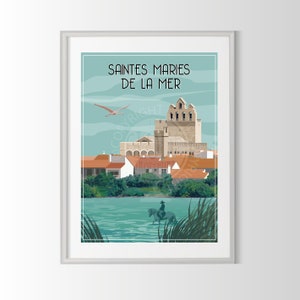 Pôster de Saintes Maries de la mer, pôster de Sainte Maries de la mer, lembrança de Camargue, pôster de Camargue, pôster de Camargue