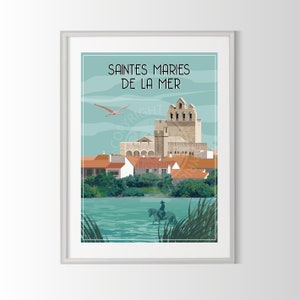 Saintes Marie de la mer poster, Sainte Marie de la mer poster, Camargue souvenir, Camargue poster, Camargue poster