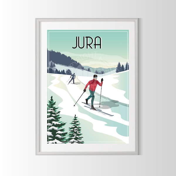 affiche Jura , poster Jura, souvenirJura, cadeau Jura, ski, neige, affiche région de France