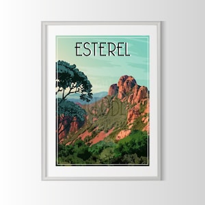 Esterel poster, Esterel poster, city of France poster, Esterel souvenir, Esterel Massif