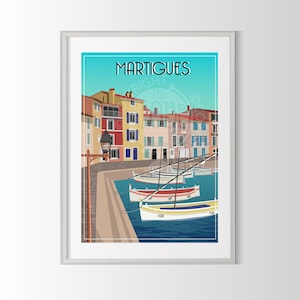Martigues poster, Martigues poster, city of France poster, travel poster France, Martigues souvenir, Cote bleue