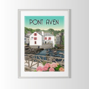 Cartaz de Pont-aven, cartaz da Bretanha, cartaz da Bretanha, cartaz, cartaz da cidade de Pont-aven na França, cartaz de Pont-aven, lembrança de Pont-aven