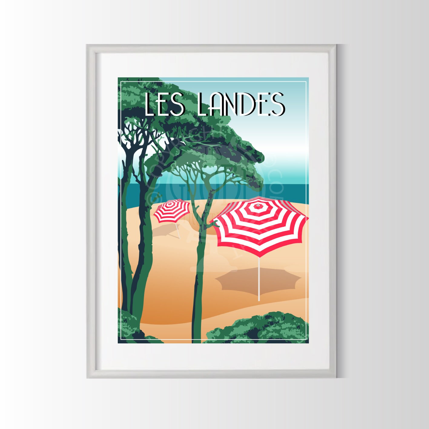 Affiche Landes, Poster Landes , Souvenir Affiche Ville de France, Travel France