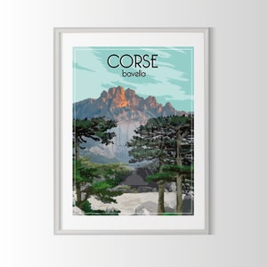 Corsica poster, Corsica poster, Corsica souvenir, Corsica gift, France region poster, bavella, bavella needles, bavella pass
