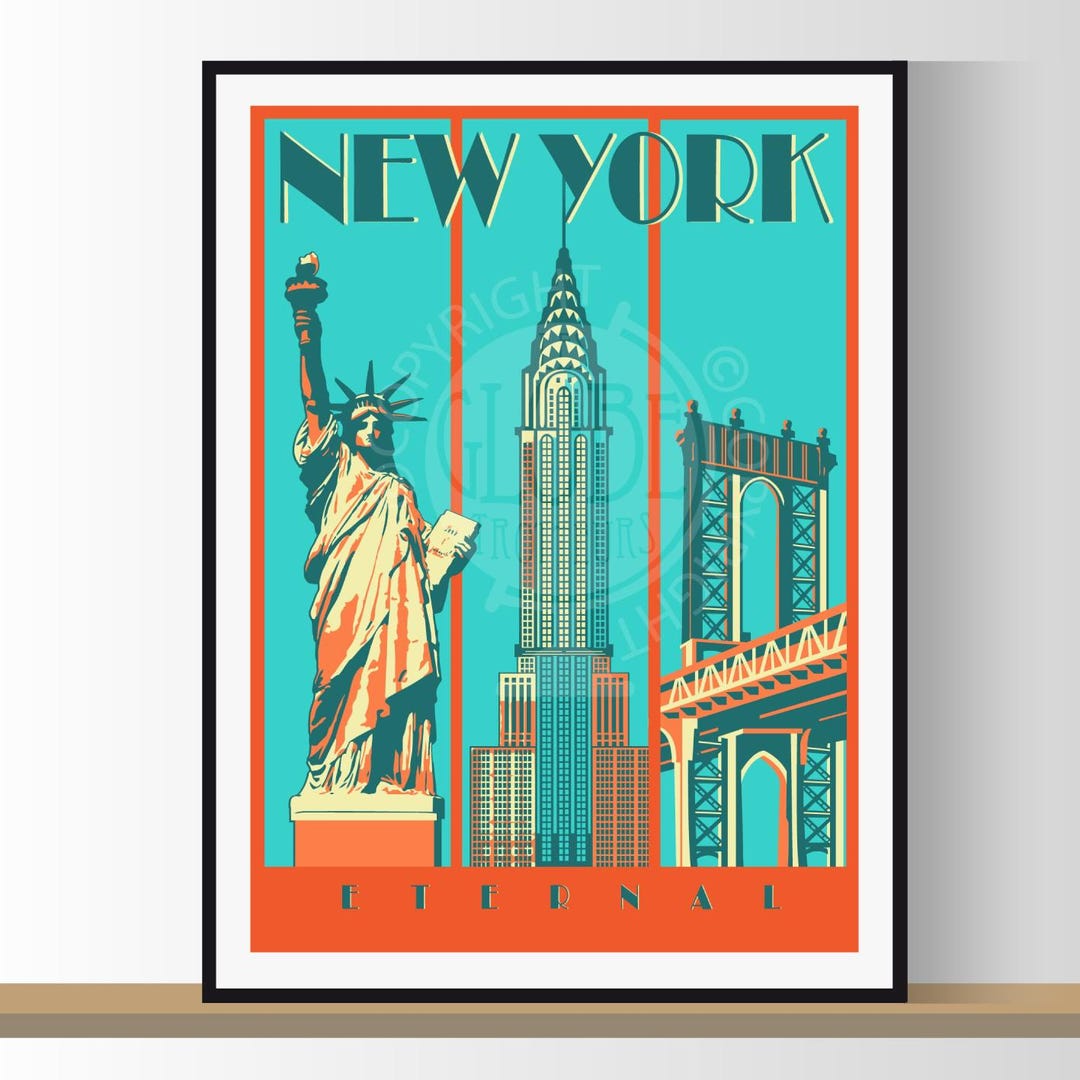 New York Poster, New York Souvenir, New York Gift, World City
