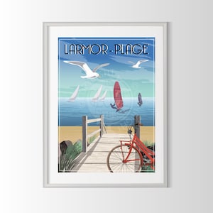 Poster Strand von Larmor, Poster Bretagne, Poster Bretagne, Poster Brest, Poster Strand von Larmor
