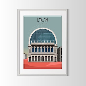 Lyon opera poster, city of France poster, Lyon poster, 30x40 cm poster