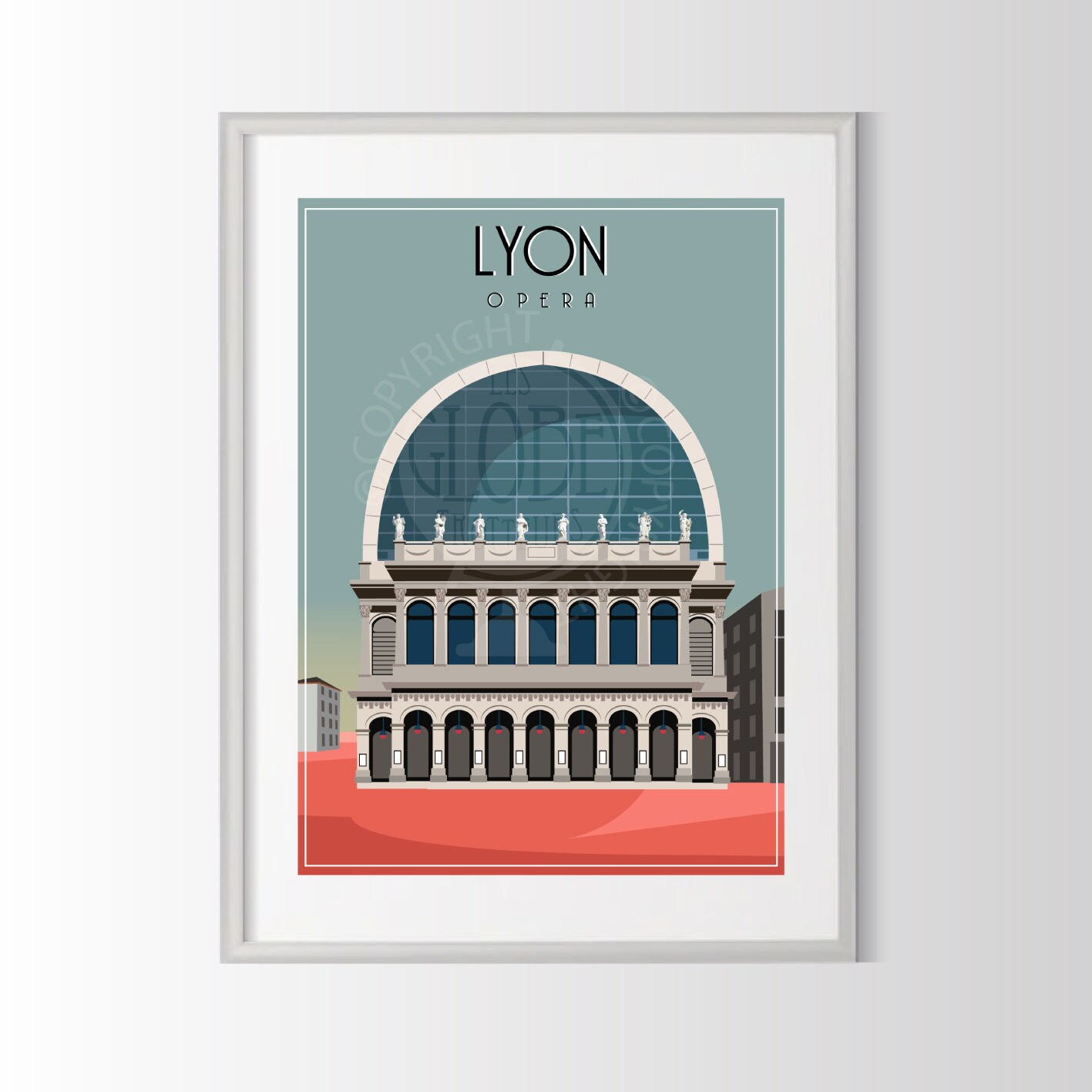 Affiche Lyon Opéra, Poster Ville de France, Lyon, 30x40 cm