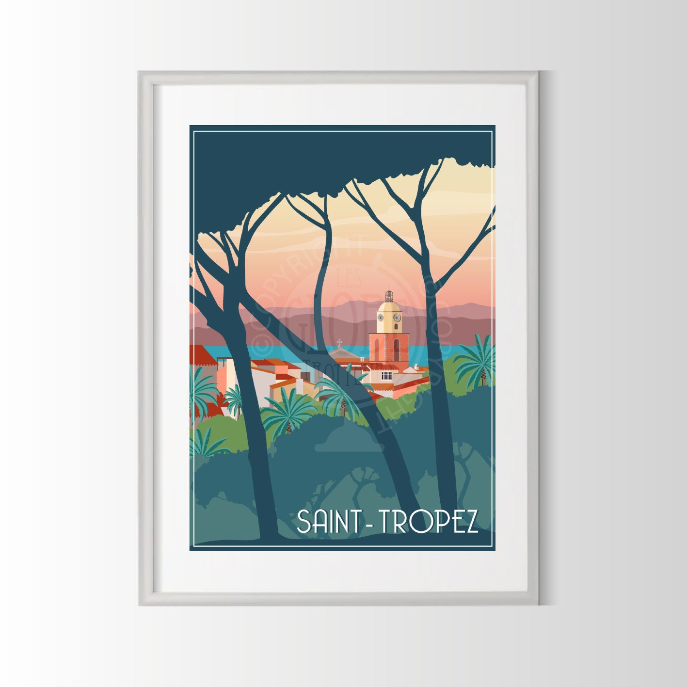 Affiche Saint Tropez, Poster Ville de France, Affiche France