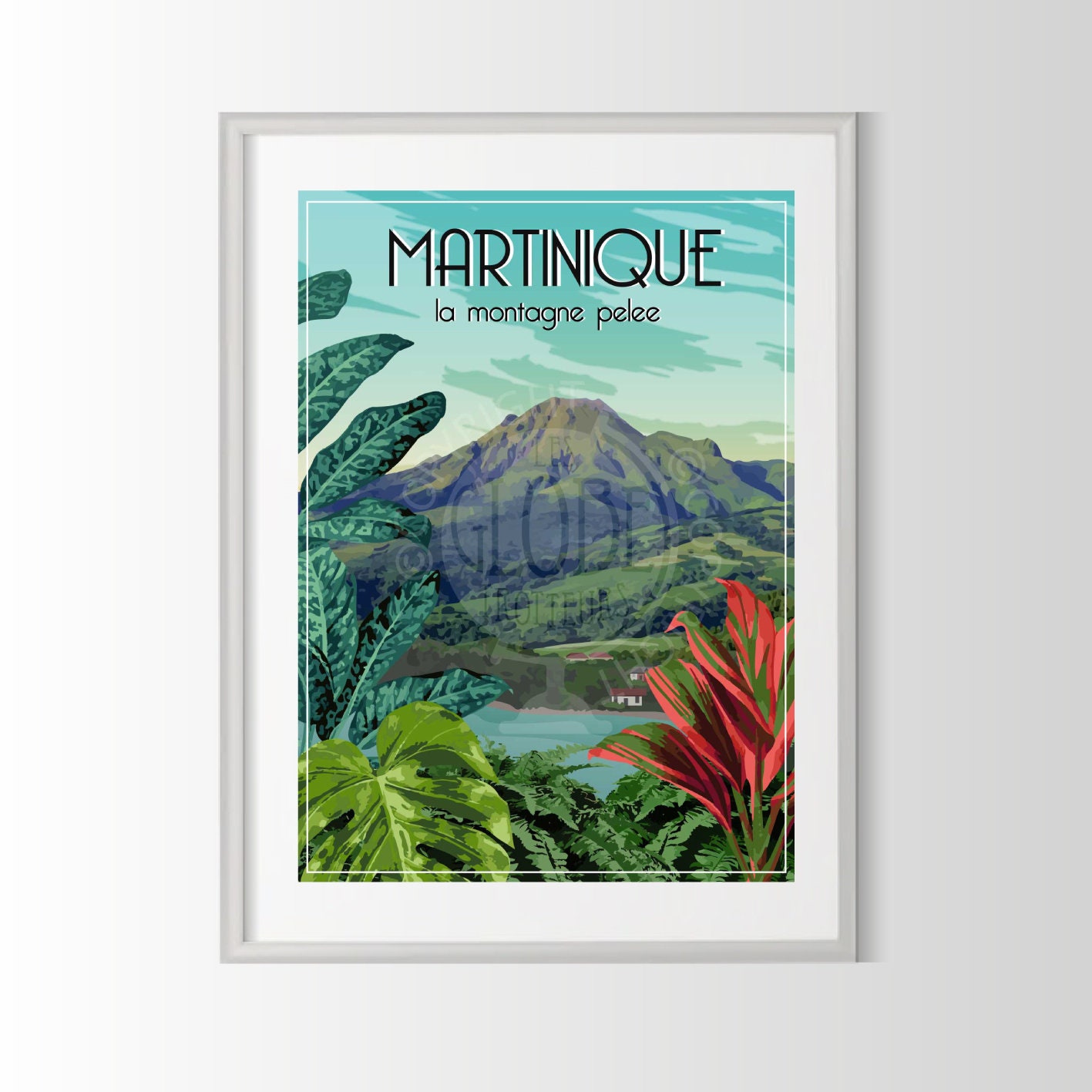 Martinique poster, Martinique poster, Martinique souvenir, Pelée mountain poster, France region poster, Antilles poster