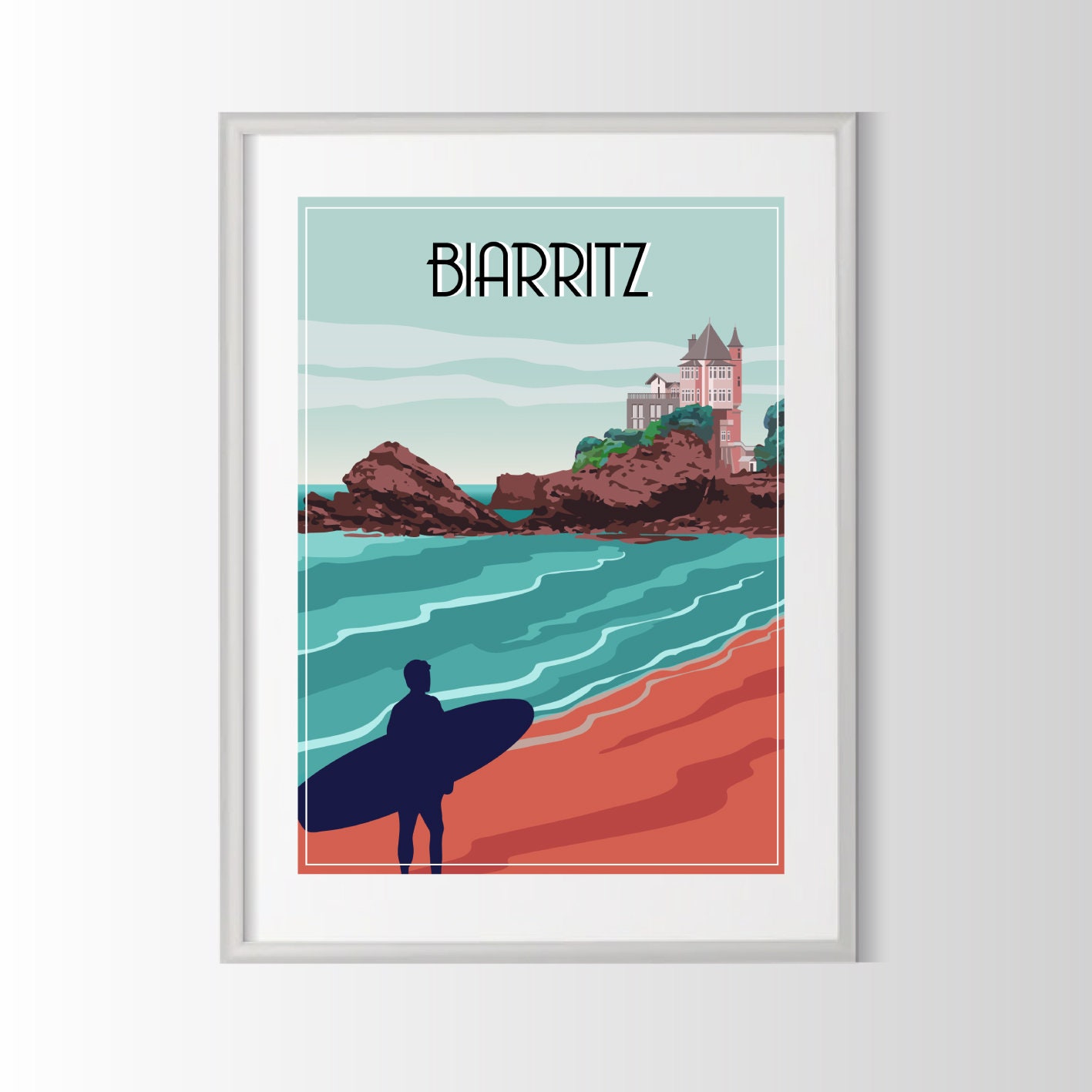 Affiche Marcel Biarritz 30x40 Cm Avec Cadre - Impression Neuve, Prête à Accrocher