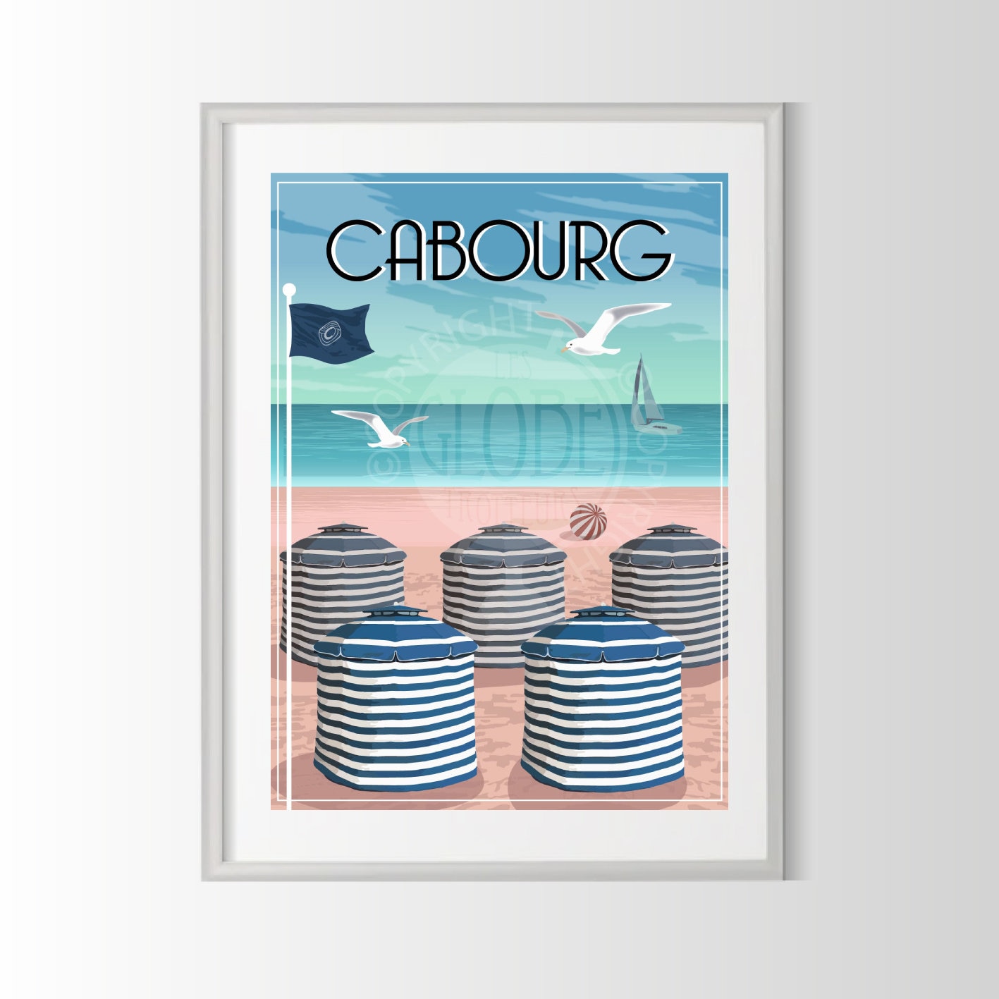 Cabourg poster, Cabourg poster, Cabourg souvenir, France city poster, France travel poster