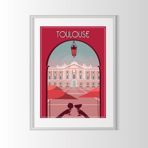 Toulouse poster, Toulouse poster, Frankrijk stadsposter, Frankrijk reisposter