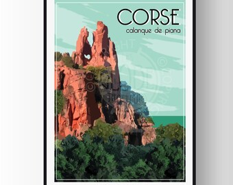 Corsica poster, Corsica poster, Corsica souvenir, Corsica gift, France region poster