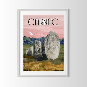 Cartel de Carnac, cartel de Bretaña, cartel de Bretaña, cartel de Carnac, cartel de la ciudad francesa, cartel de Carnac, recuerdo de Carnac