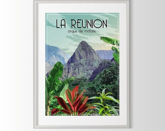 affiche Réunion, poster Réunion, souvenir Réunion, affiche Mafate, affiche région de France, poster Mafate, ile de la Réunion