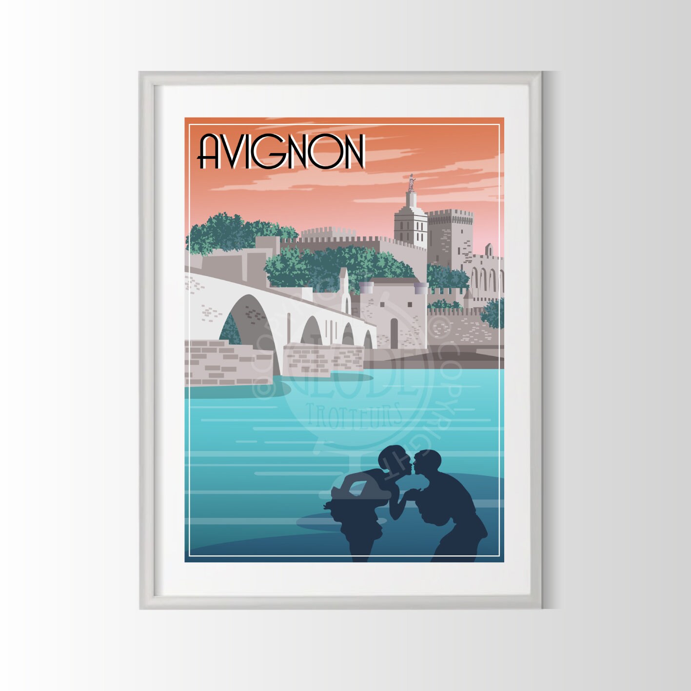 Affiche Avignon, Poster Affiche Ville de France, Travel France