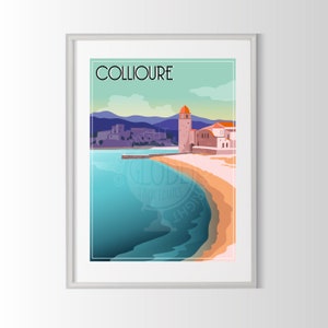 Collioure poster, Collioure poster, city of France poster, travel poster France