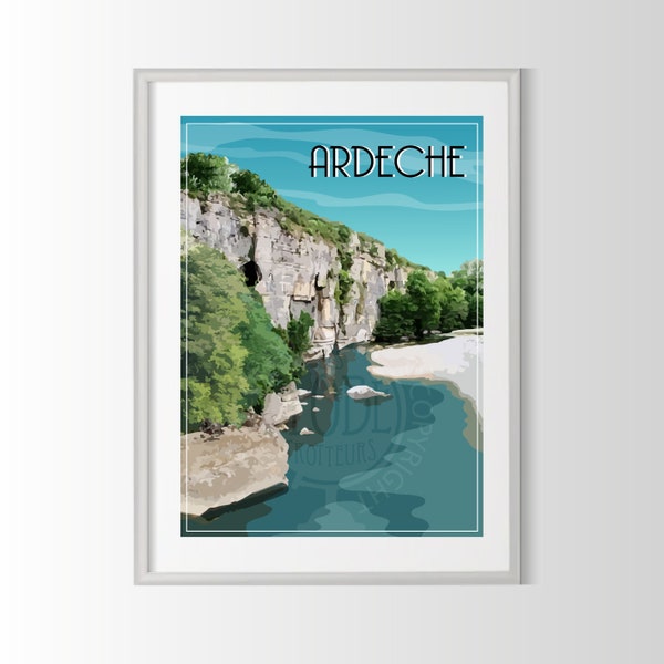 affiche Ardeche, poster Ardeche, affiche ville de france, souvenir Ardeche