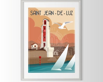affiche Saint Jean de Luz, poster Saint Jean de Luz  , souvenir Saint Jean de Luz, affiche ville de france, travel poster france