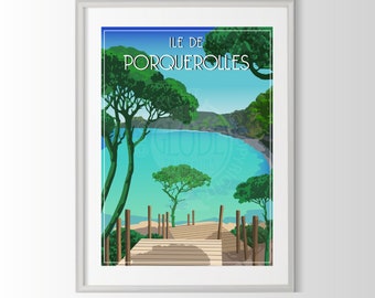 Porquerolles Island poster, Porquerolles Island poster, Porquerolles Island souvenir, Porquerolles Island gift, France region poster